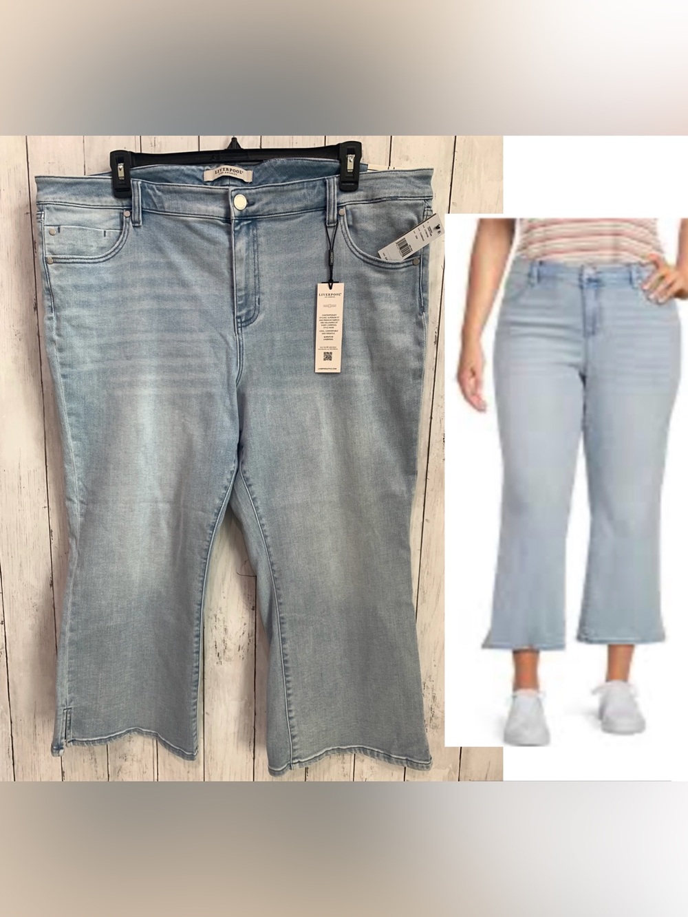 Liverpool Eco Women's Plus Hannah Cropped Flare Jeans Stretch Clarkdale Size 22W